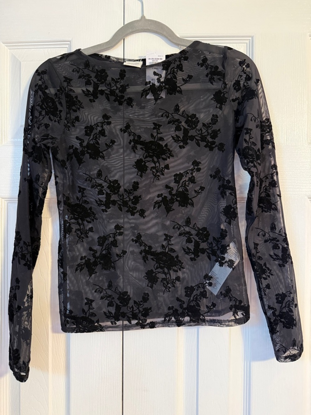 NWT Abercrombie & Fitch Black Floral Mesh Long-Sleeve Top
